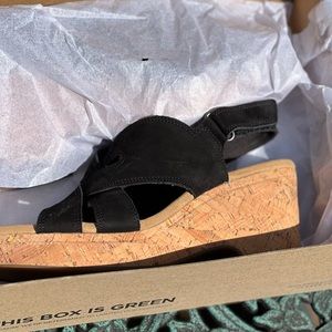 Clarks Black Nubuck Wedges “Giselle Flora” Size 10M.